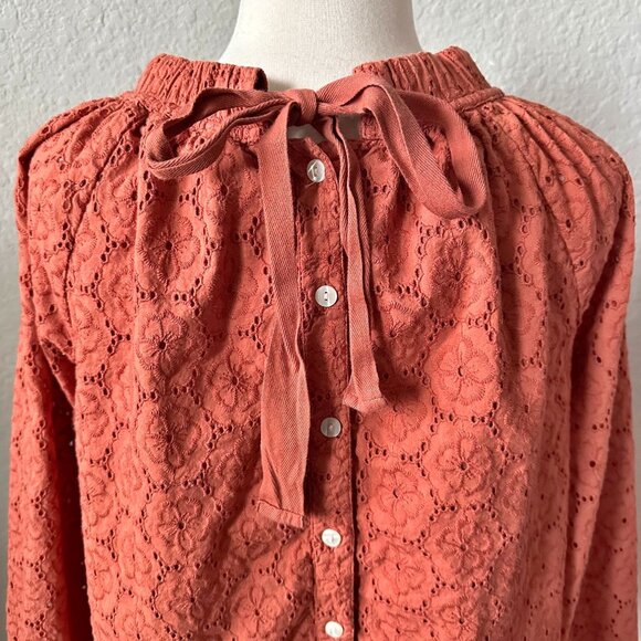 Roller Rabbit Eyelet Blouse Top in Terra - Picture 6 of 14